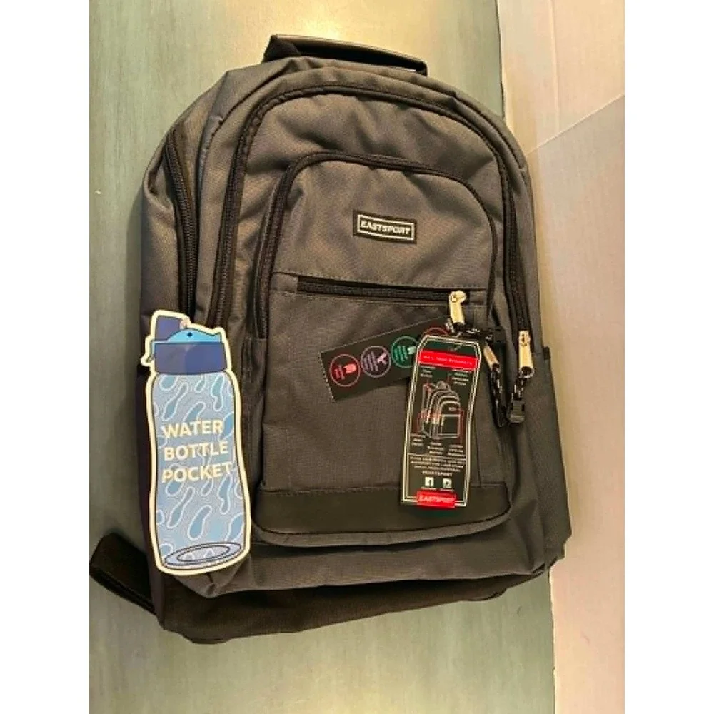 Eastsport Gail Tech Backpack Unisex One Size Grey NWT Laptop Sleeve Padded Back